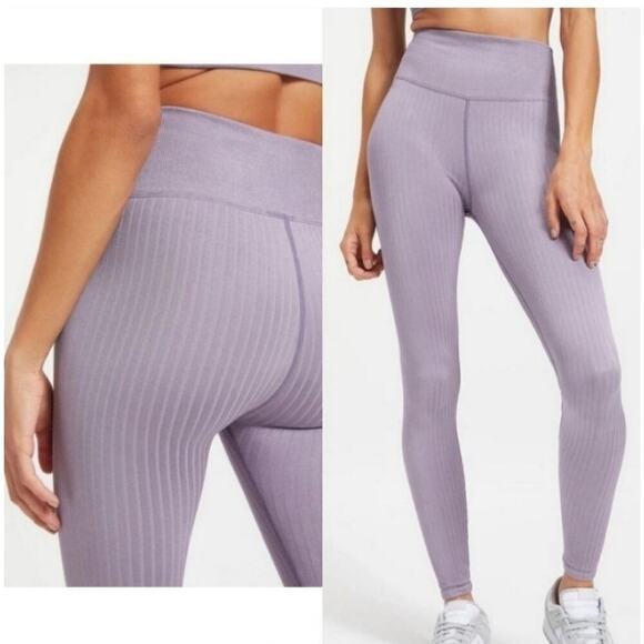 NWT Good American Women's Dusty Violet Ribbed High-Waist Leggings, Size 5/6 - Picture 1 of 11